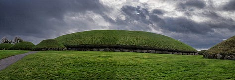 The ancient burial mounds at Newgrange and Louth. © Dennis Greene, 2025. All rights reserved.