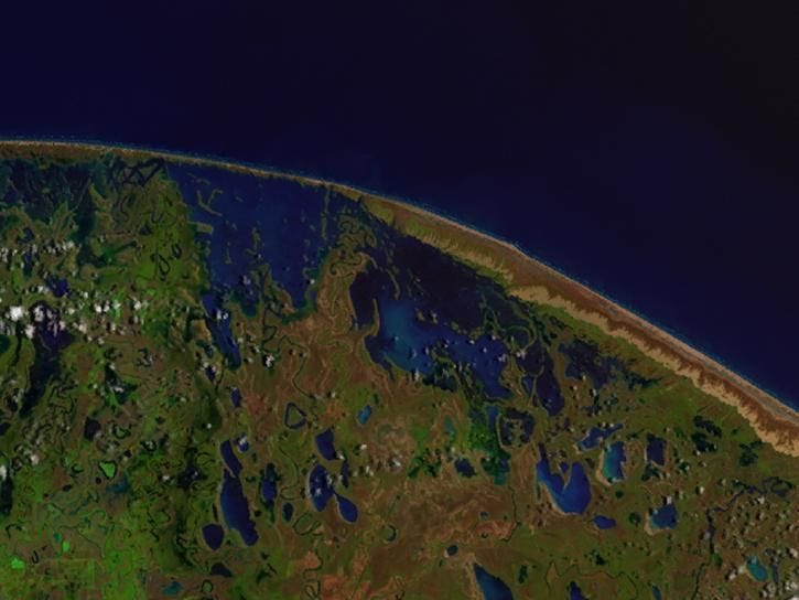 False color RGB of EMIT image over Laguna Madre, Tamaulipas, Mexico. March 29, 2025. Credit: NASA False color RGB of EMIT image over Laguna Madre, Tamaulipas, Mexico. March 29, 2025. Credit: NASA