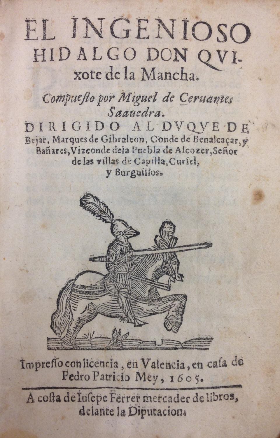 Title page of Don Quixote, Part I, printed in 1605 Title page of Don Quixote, Part I, printed in 1605