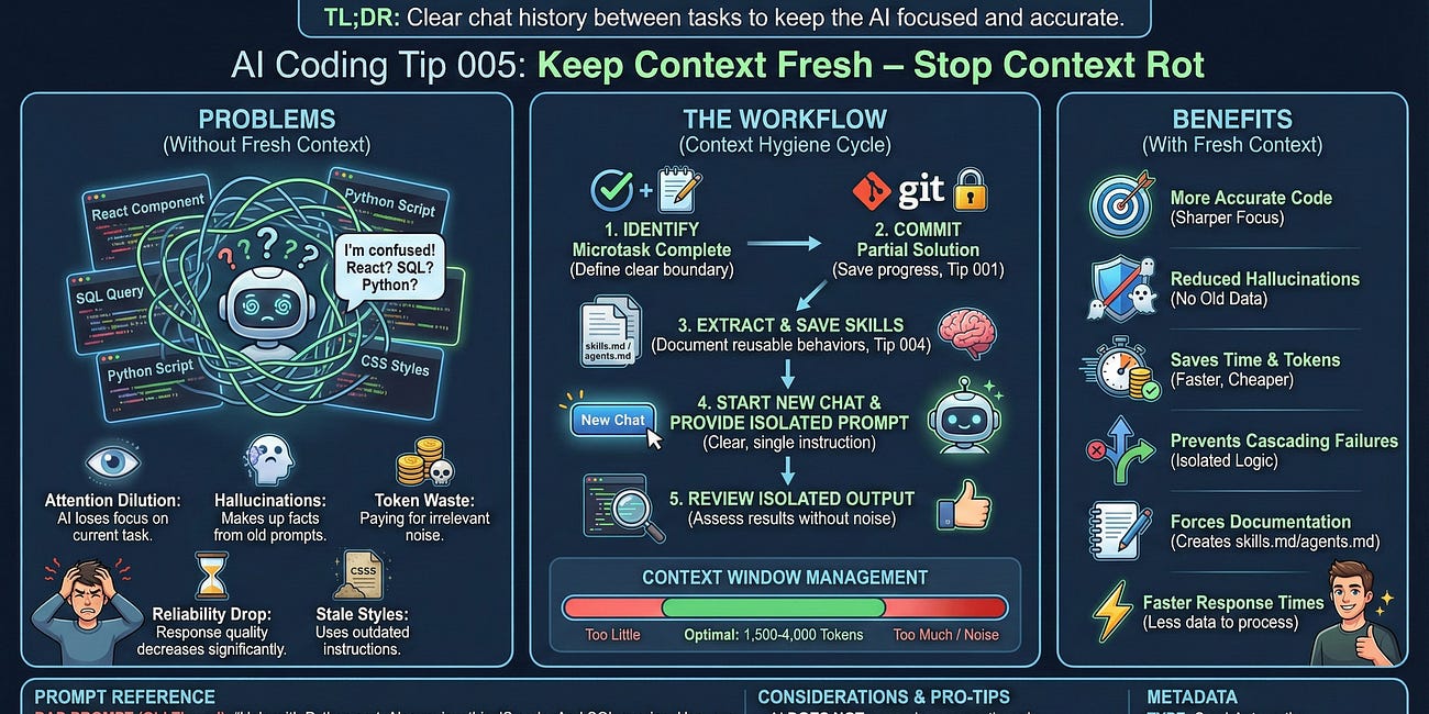 AI Coding Tip 005 - Keep Context Fresh