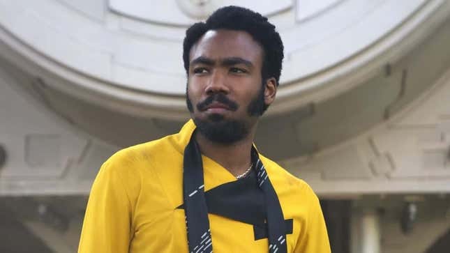 A photo shows Glover as Lando as seen in 2018's Solo. 