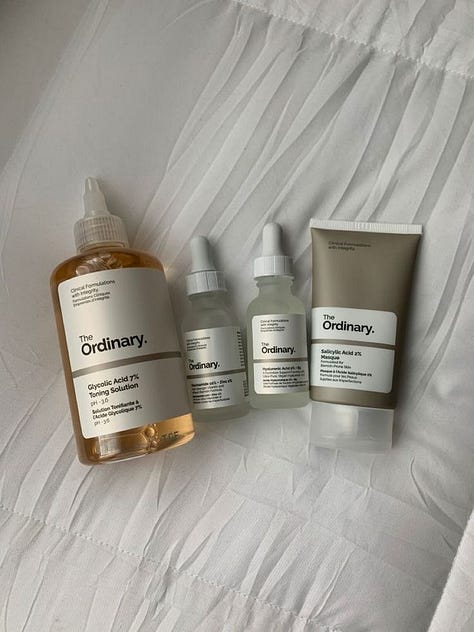 Collage showcasing a guasha tool and a face roller alongside serene skincare essentials, creating a calming aesthetic. The image highlights natural beauty tools for facial massage and relaxation, with soft lighting and gentle textures for a soothing skincare routine.