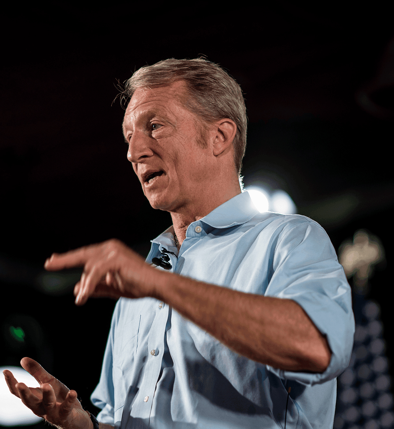 Tom Steyer speaking at a town hall