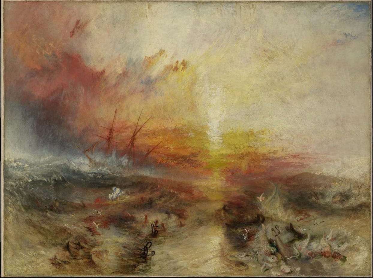 Turner Slave Ship burning sea Turner Slave Ship burning sea