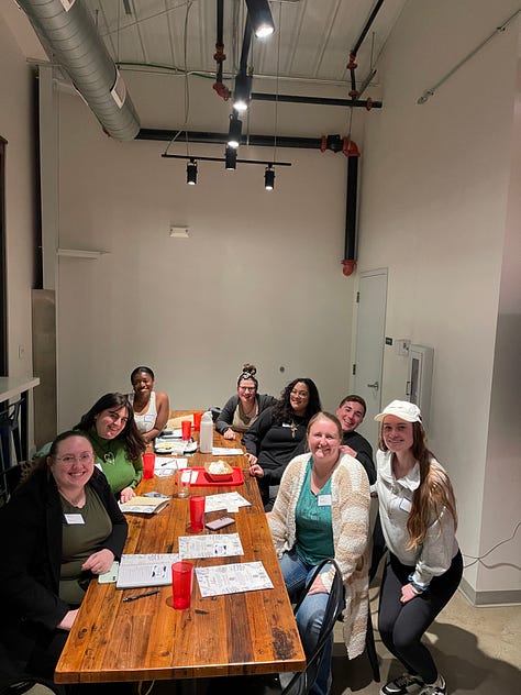Pictures from Milwaukee & Cincinnati Story Suppers along with a creator meet-up I attended in Chicago, me grinding out the 3 Laws of Reader Satisfaction essay before the Marquette game, and Maggie giving me a tour of Cincinnati. It's been a wild 5 days since quitting my job!