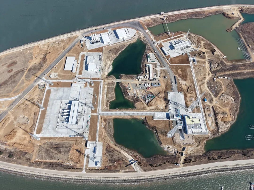 Lianli Island Sea Flight Recovery Test Platform No.-1 (bottom right with the flame trench) as seen from above with its commodity systems surrounding it.