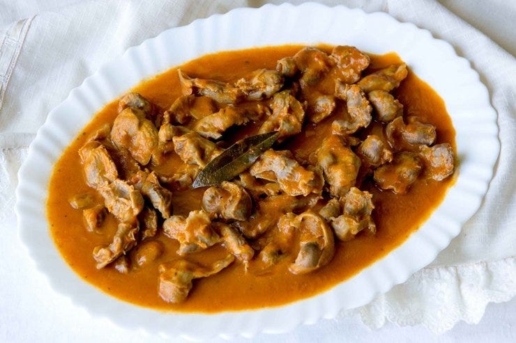 2 - Mollejas de pollo en salsa