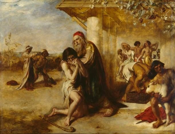 The Repentant Prodigal's Return to his Father, pre 1841. Artist William Etty.