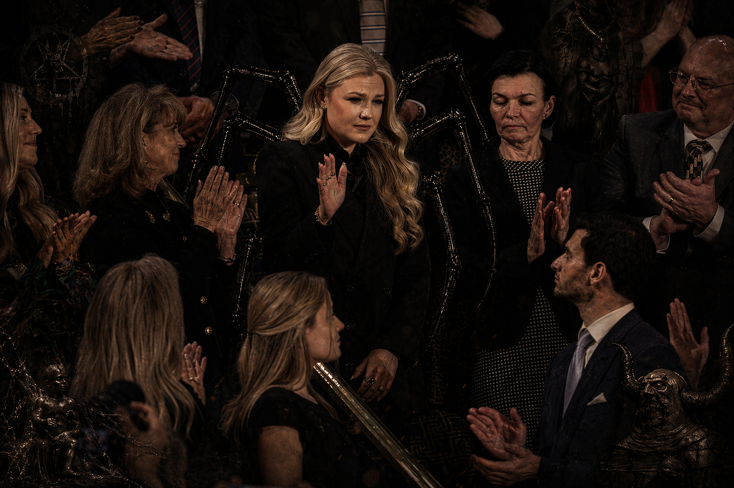 Erika Kirk rendered in Black Widow form beneath a false sacred glow: not darkness announced openly, but deception asking to be trusted as light. That is what Georgia exposed, and what Charlie Kirk’s final warnings make impossible to ignore.