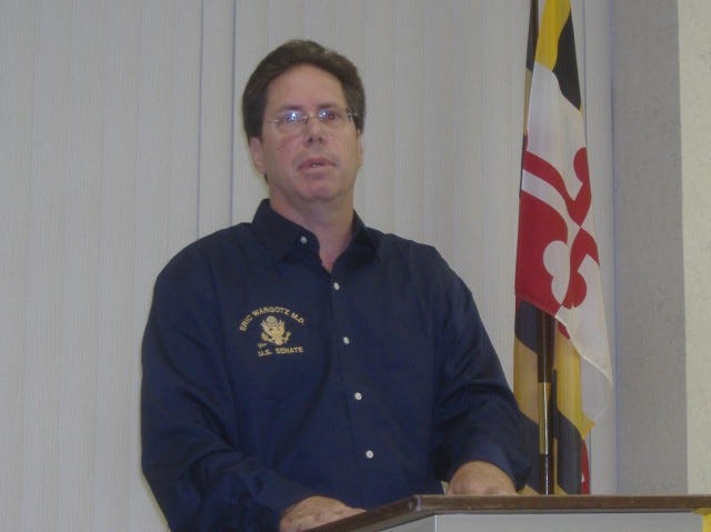 Dr. Eric Wargotz, candidate for United States Senate, males a point while speaking to the Wicomico County Republican Club, August 24, 2009. Dr. Eric Wargotz, candidate for United States Senate, males a point while speaking to the Wicomico County Republican Club, August 24, 2009.
