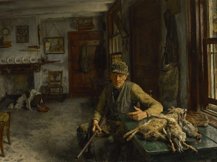 'Na de jacht' - Olieverf op doek: Arthur Briët