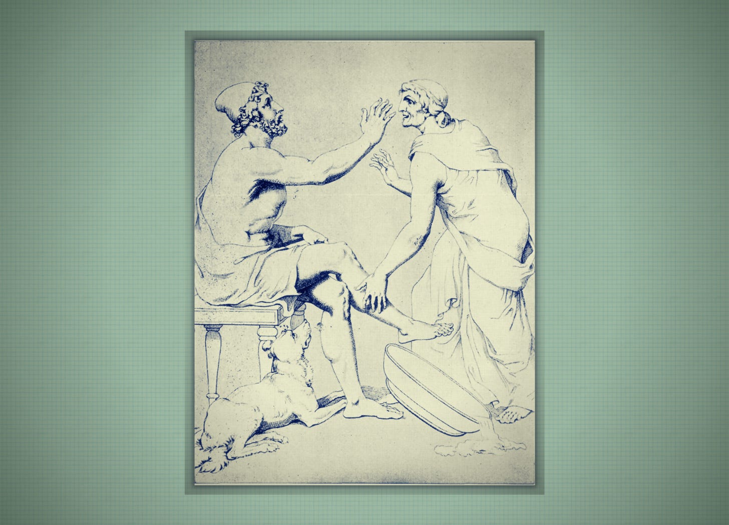 Odysseus and his nurse Eurycleia