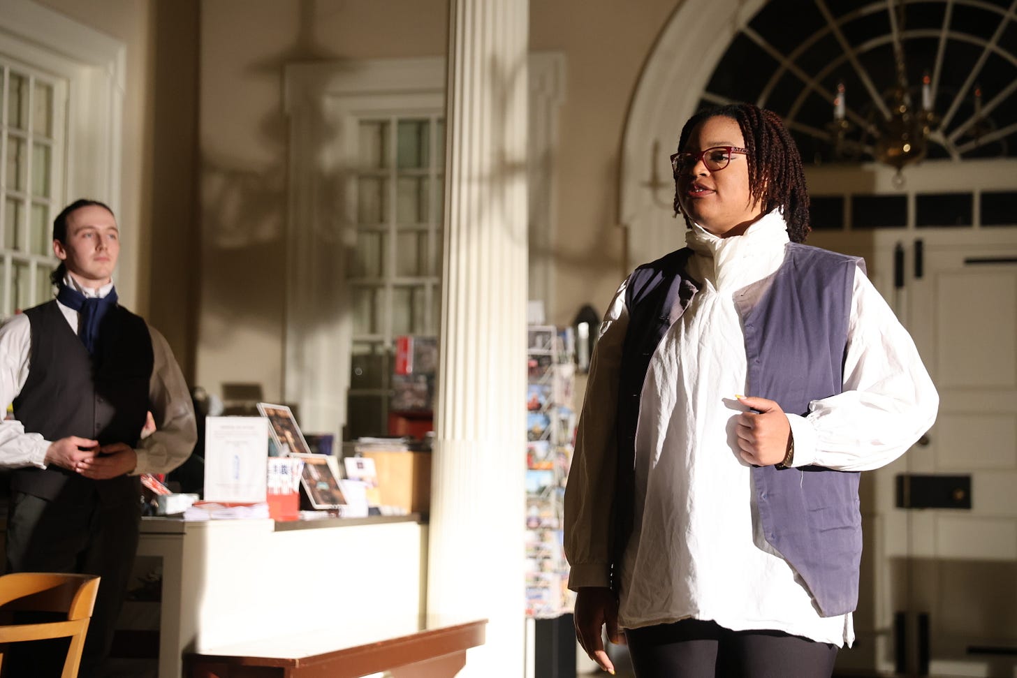 Dawson (David Richardson) and Hannah (Shantel Hill) in the final moments of The Spirit of 76. Photo by Miriam Colvin.