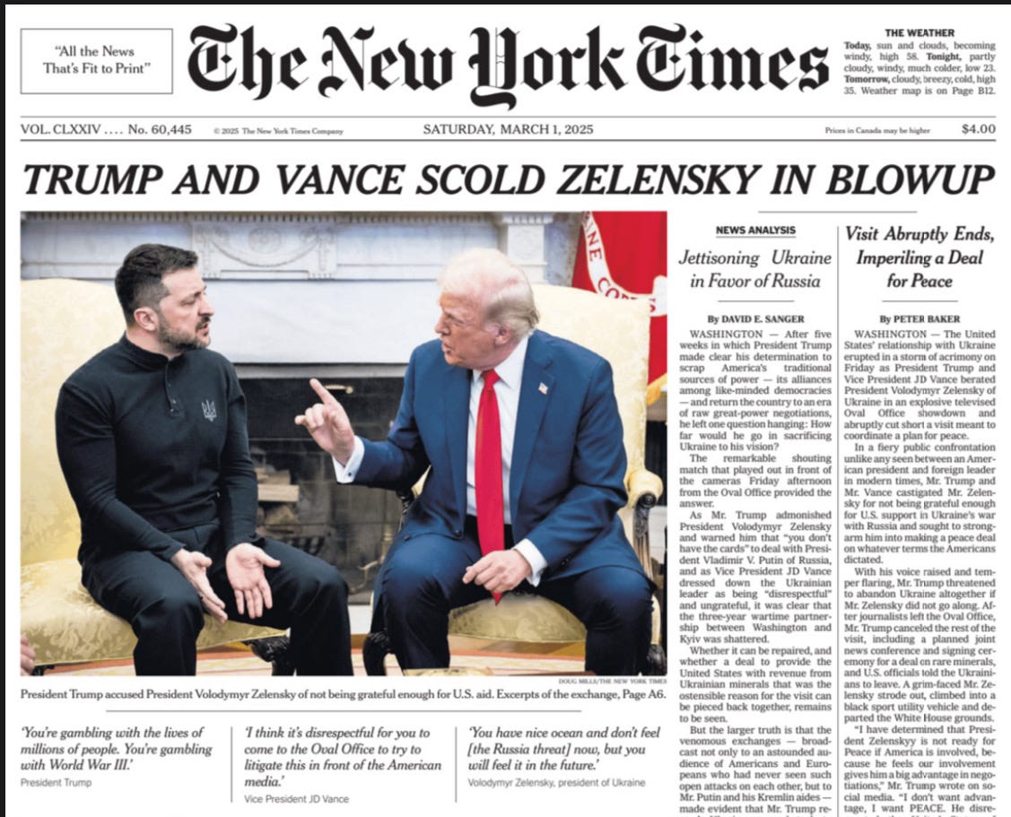 How US Newspapers Covered Trump's Attack on Zelenskyy