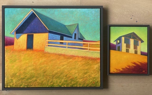 r/painting - Just sharing my two entries for a local painting contest. Small one gained 2th prize. (Self made frames)