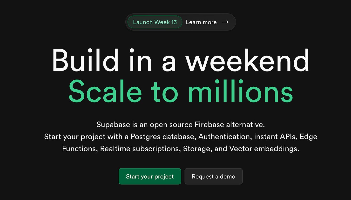 Supabase landing page headline Supabase landing page headline