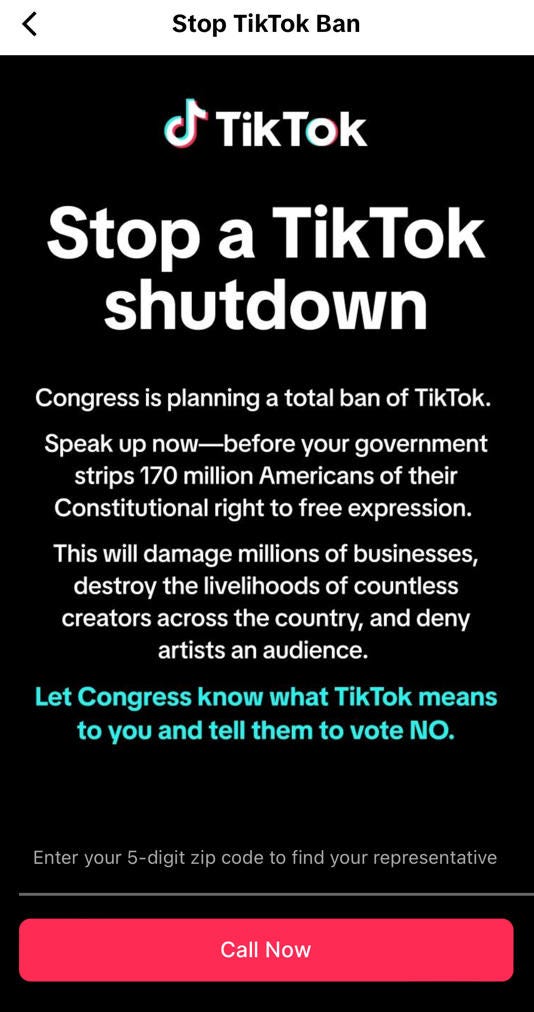 TikTok is urging users to call Congress about a looming ban