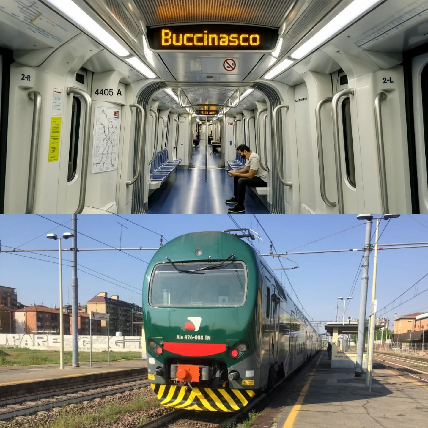 Potrebbe essere un'immagine raffigurante 1 persona, treno e testo