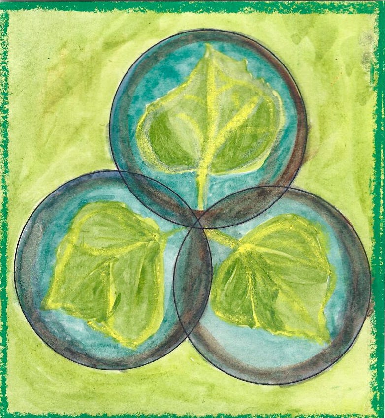watercolor of 3 aspen leaves