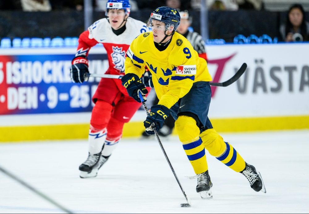 St. Louis Blues prospect defenseman Theo Lindstein at 2024 World Juniors tournament St. Louis Blues prospect defenseman Theo Lindstein at 2024 World Juniors tournament