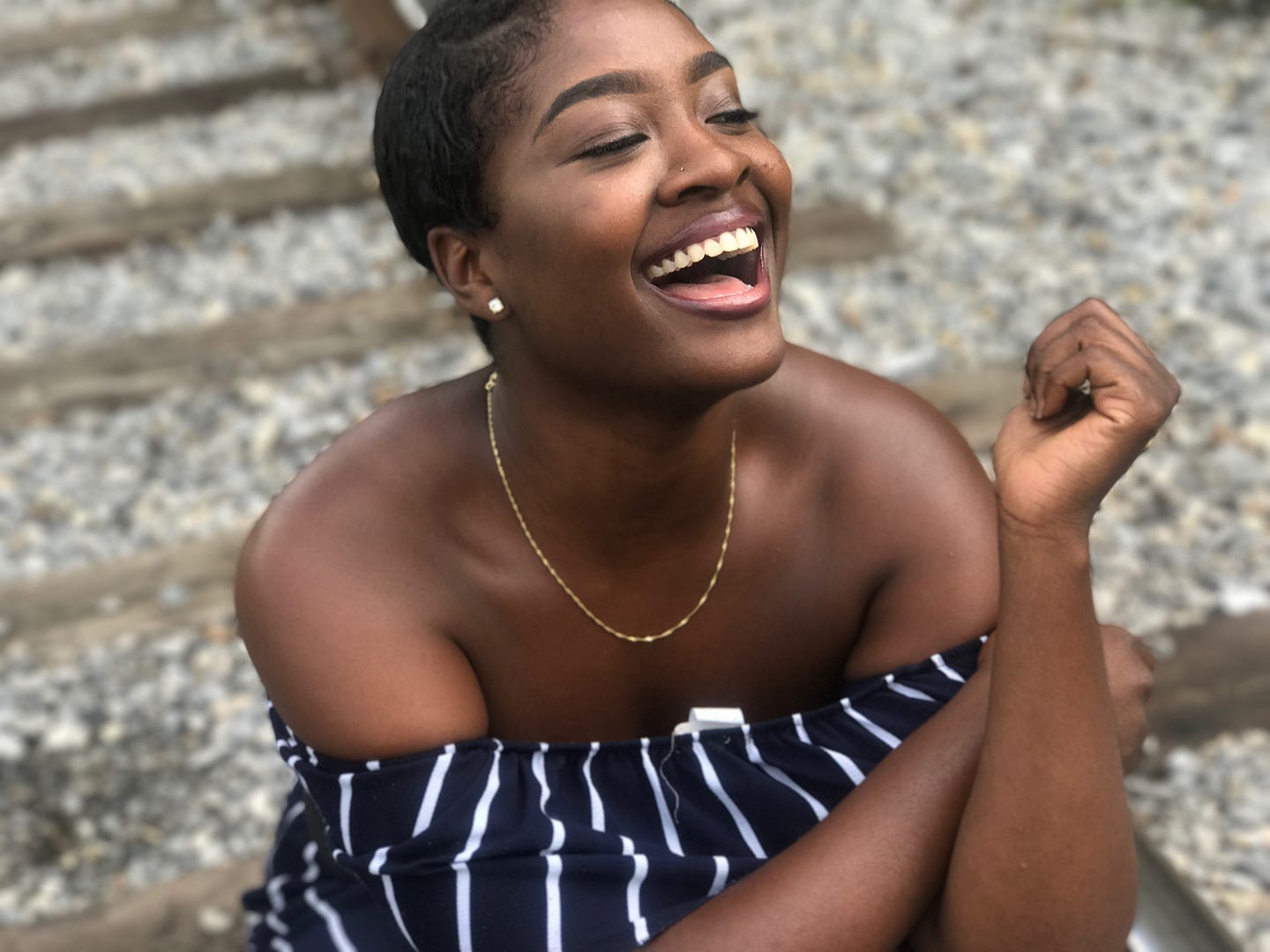 Attractive Black woman laughing Attractive Black woman laughing