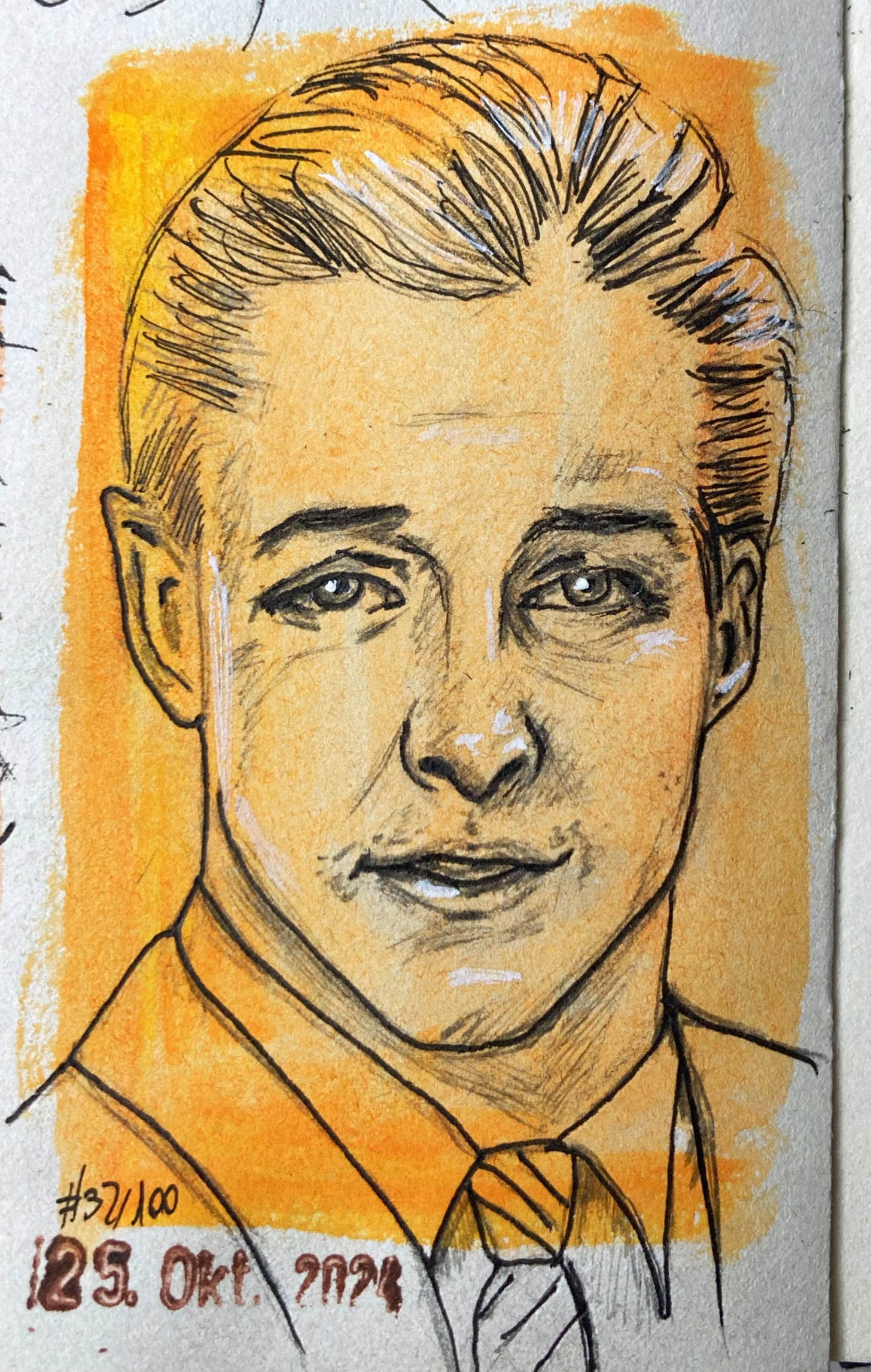 Bruce Boxleitner Inktober portrait for “Scarecrow”.