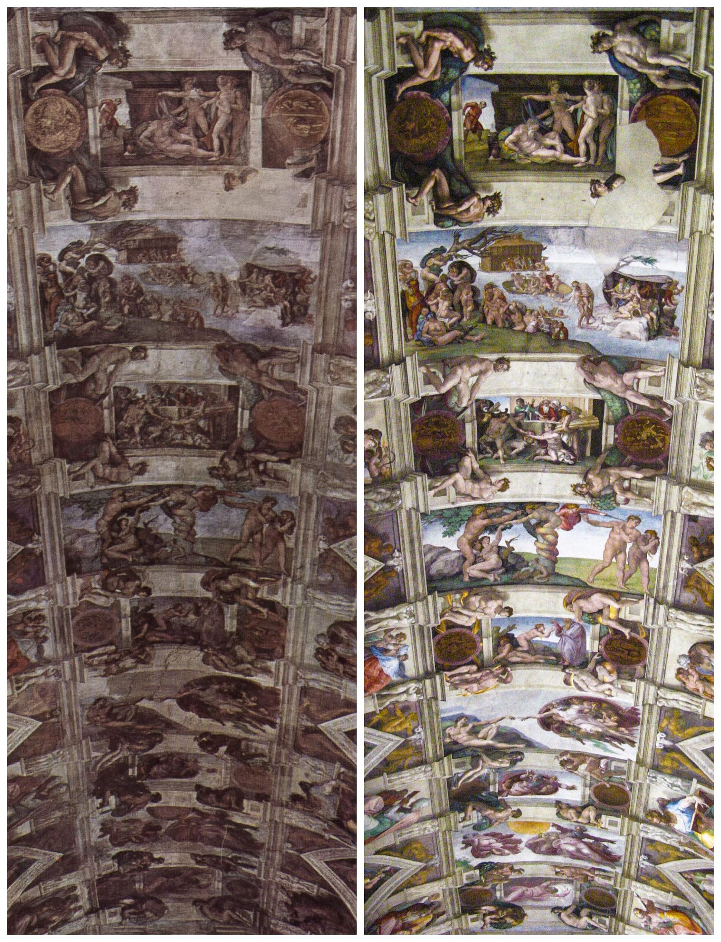 Section of Michelangelo's Sistine Chapel ceiling frescoes Section of Michelangelo's Sistine Chapel ceiling frescoes