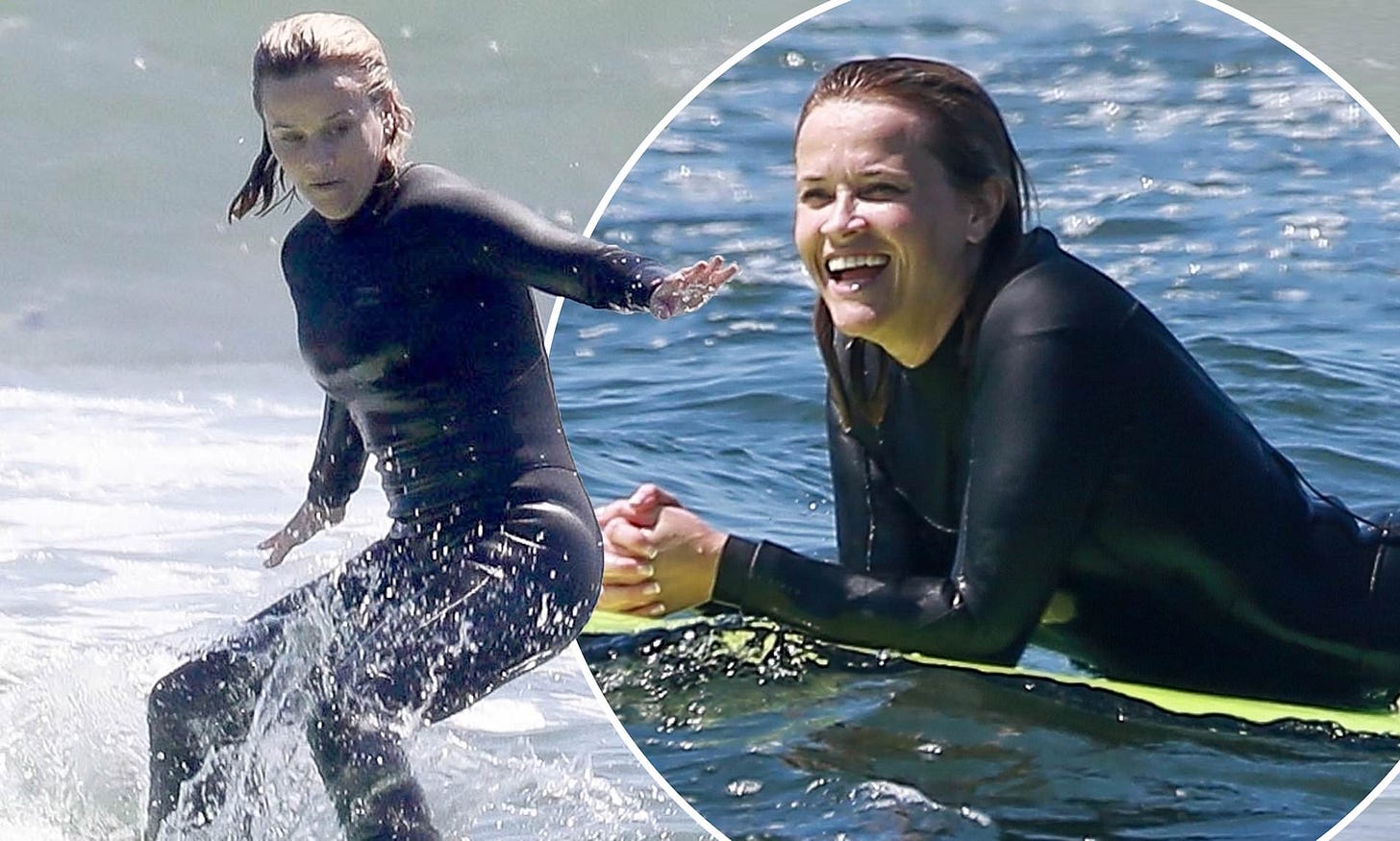 Reese Witherspoon shows off her impressive surfing skills on Labor Day in  Malibu | Daily Mail Online