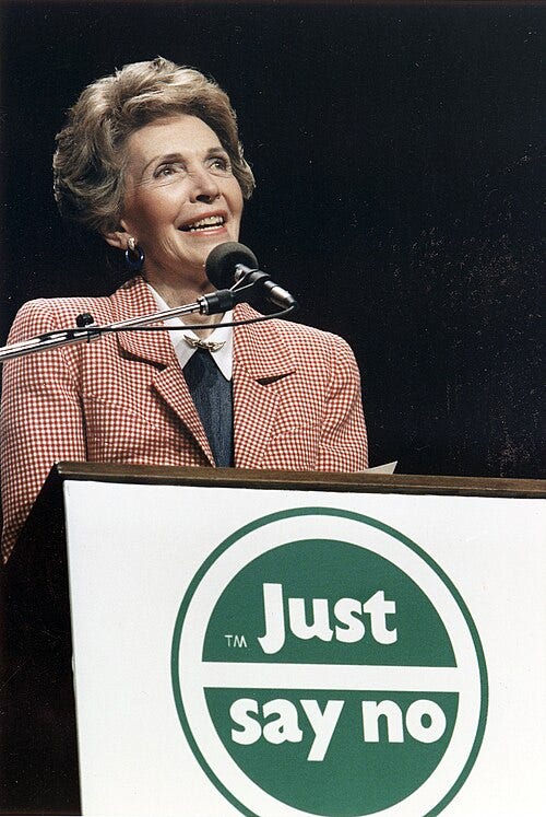 File:Photograph of Mrs. Reagan speaking at a "Just Say No" Rally in Los Angeles - NARA - 198584.jpg