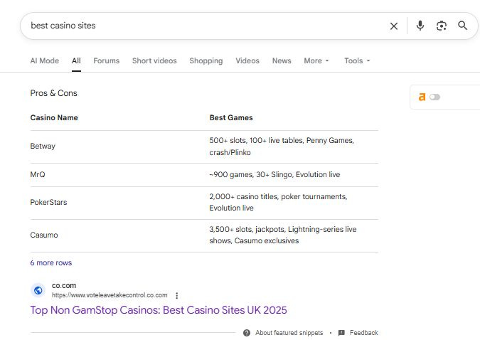 best casino sites in the UK expired domain abuse