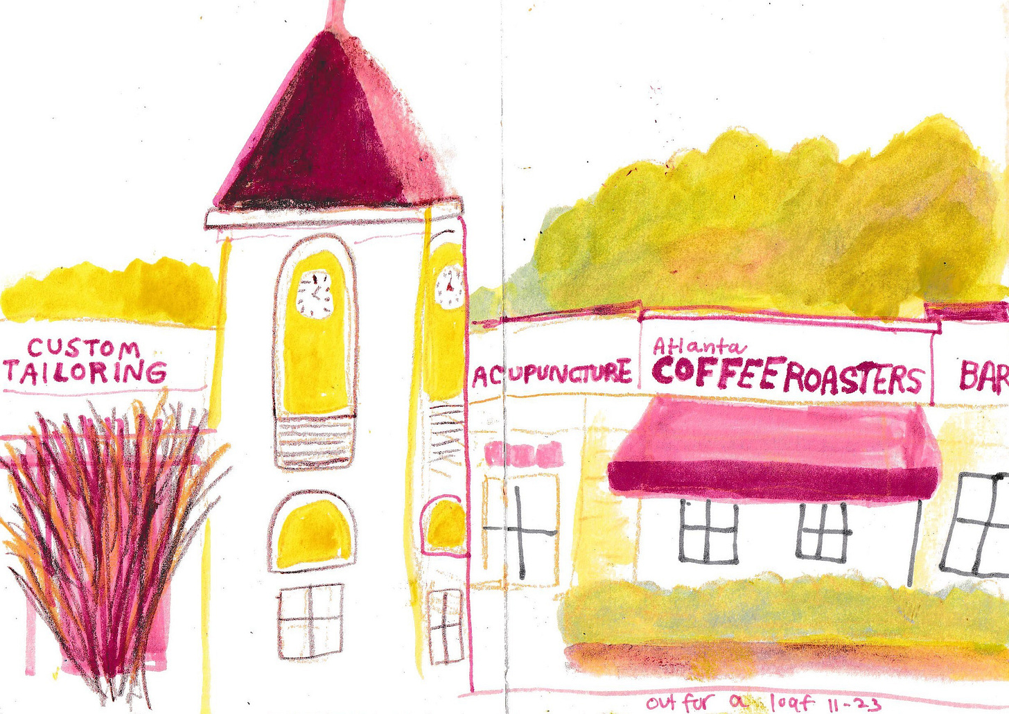 toco hills location sketch by Beth Spencer