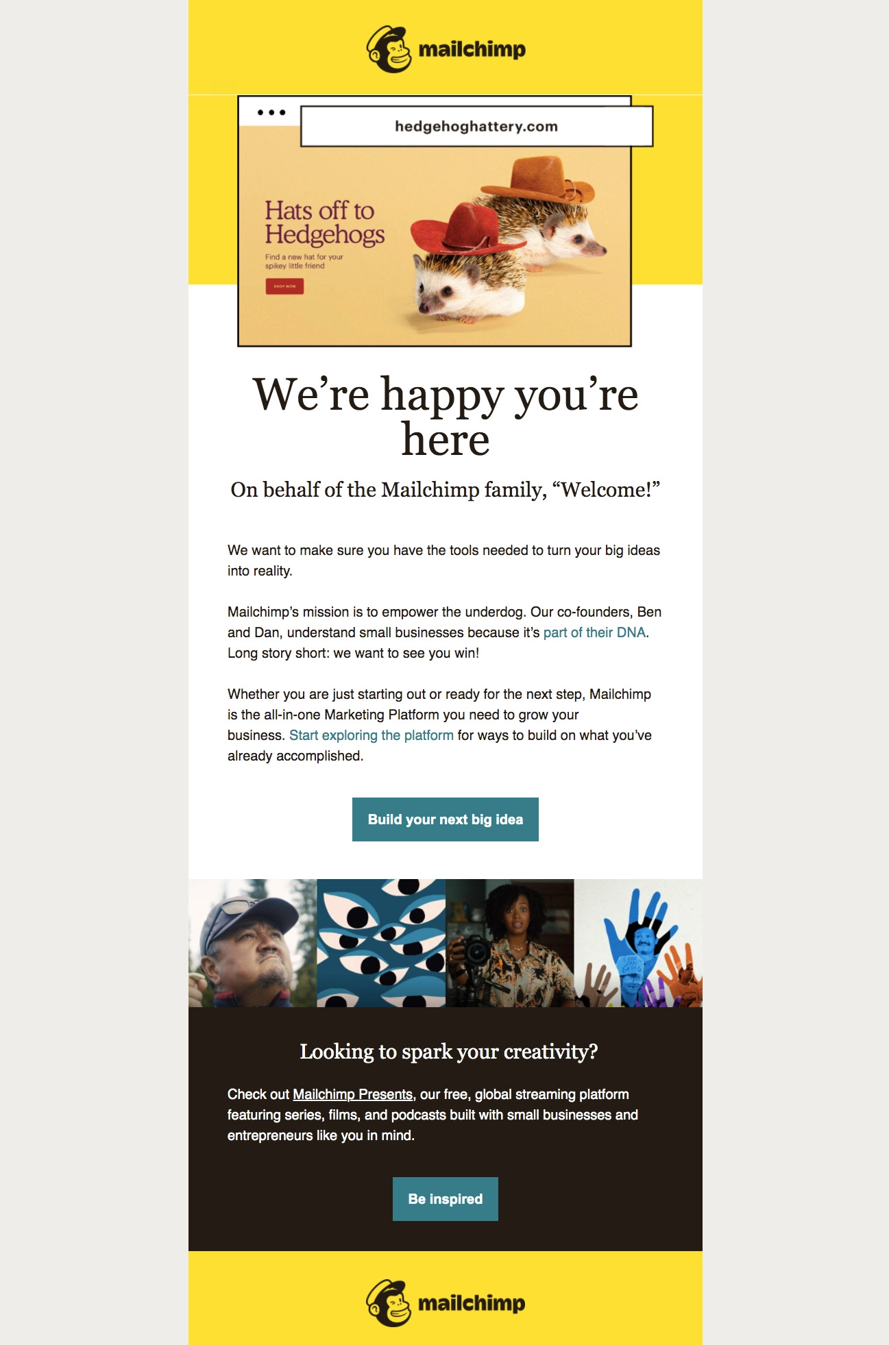 Mailchimp Welcome Email UI - SaaSFrame