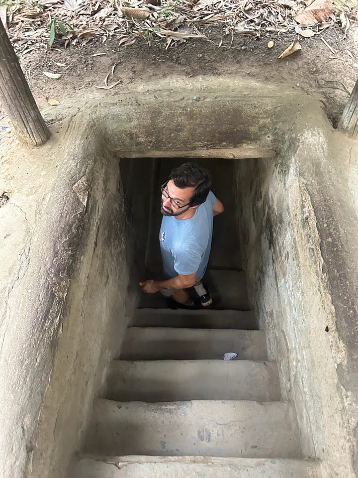 Author in Cu Chi tunnel