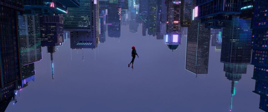 One Perfect Shot on X: "SPIDER-MAN: INTO THE SPIDER-VERSE (2018) Directed  by Bob Persichetti, Peter Ramsey, Rodney Rothman Art direction by Dean  Gordon, Patrick O'Keefe See IMDb for complete artist info:  https://t.co/rKdsLnrDn1