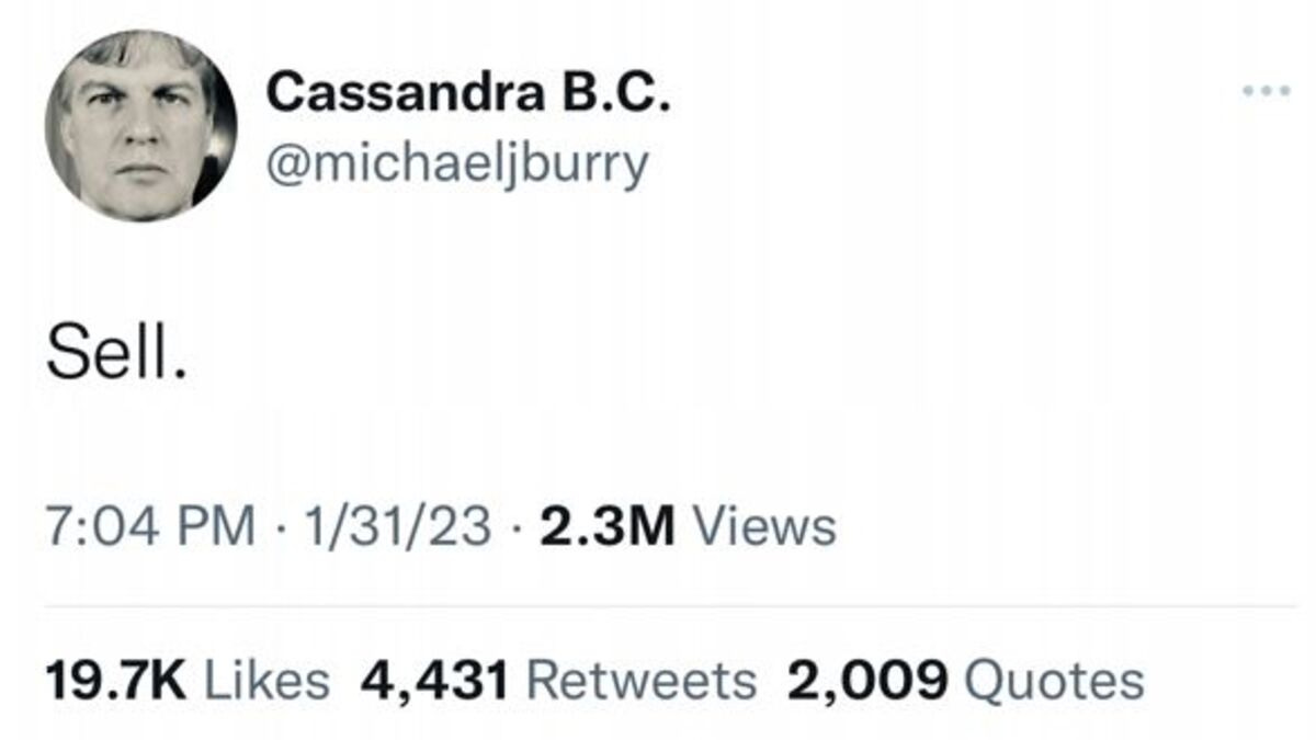 Will Stocks Fall? Michael Burry Says 'Sell' in Ominous Tweet Ahead of Fed -  Bloomberg