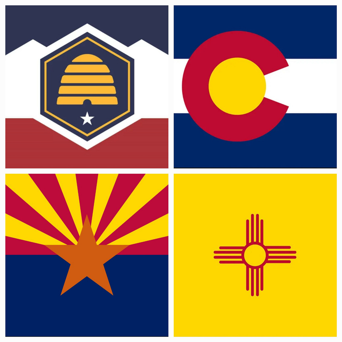Can we all agree that with the new Utah flag the 4 corners states have the  best flags? : r/JackSucksAtGeography