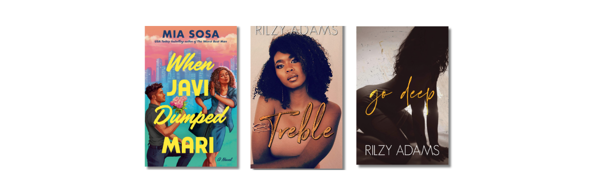 Caribbean and Latinx contemporary romance novels: When Javi Dumped Mari by Puerto Rican-Brazilian author Mia Sosa, and Treble and Go Deep by Antiguan author Rilzy Adams. Caribbean and Latinx contemporary romance novels: When Javi Dumped Mari by Puerto Rican-Brazilian author Mia Sosa, and Treble and Go Deep by Antiguan author Rilzy Adams.