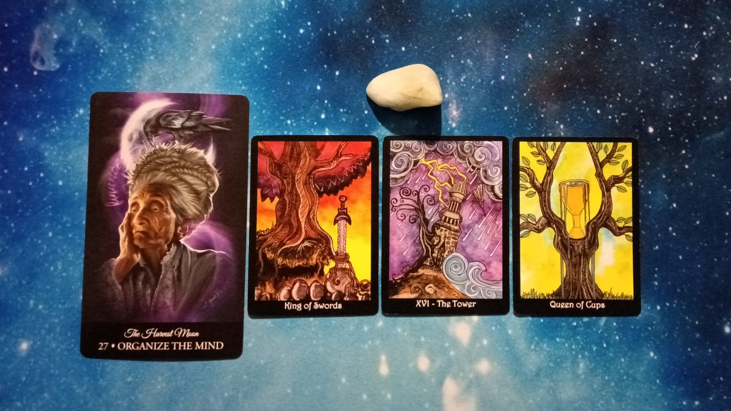 Full Moon Pick-a-Card Tarot Reading for May 2025! Witching Hour Oracle card, 3 Tarot of Trees cards, and crystal. Pile 4 - Jade