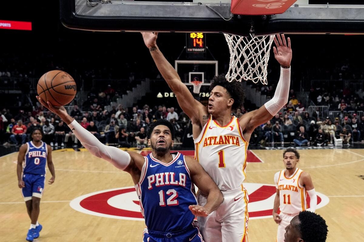 Jalen Johnson stars as Hawks outlast Embiid-less 76ers, 139-132 in overtime  - The San Diego Union-Tribune