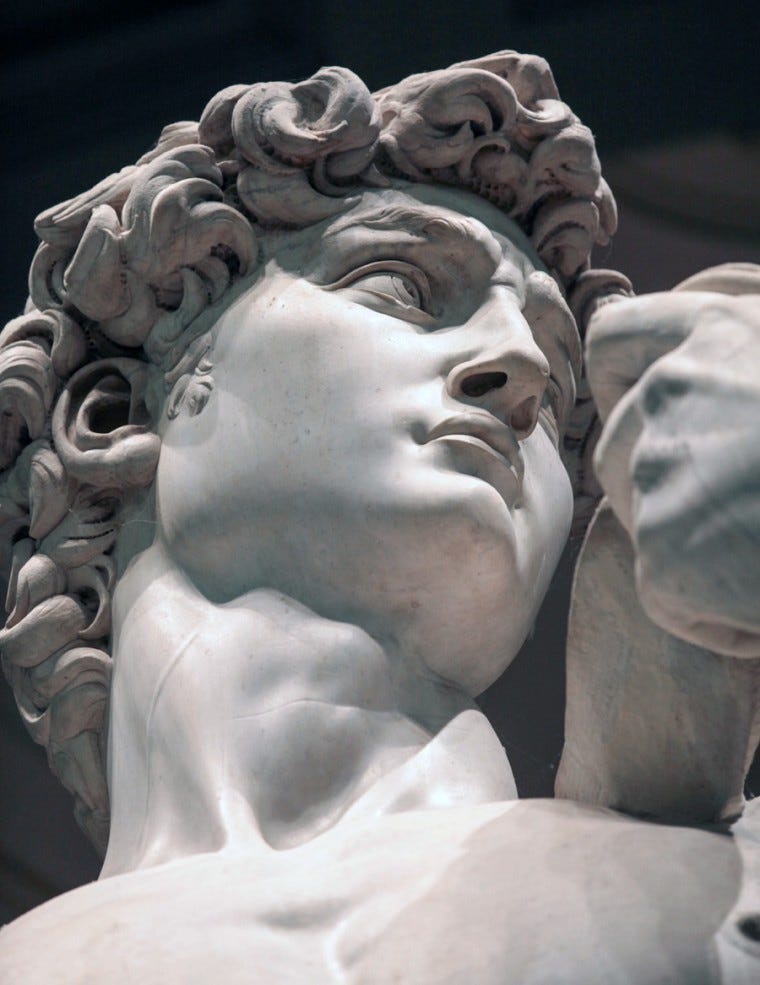 View of David's face