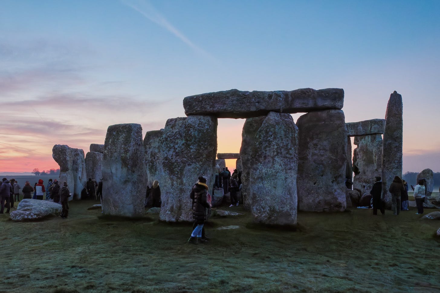 Documentary fieldwork photograph of the Stone Circle at Stonehenge, showing people entering for the Spring Equinox sunrise Documentary fieldwork photograph of the Stone Circle at Stonehenge, showing people entering for the Spring Equinox sunrise