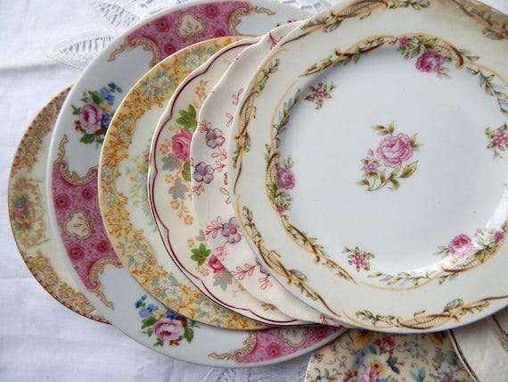 Mismatched Plates Dinner China Porcelain Dishes Mix and Match. Vintage New.  Wedding Rehearsal, Birthday Party, Bridesmaid Luncheon 9-10 - Etsy