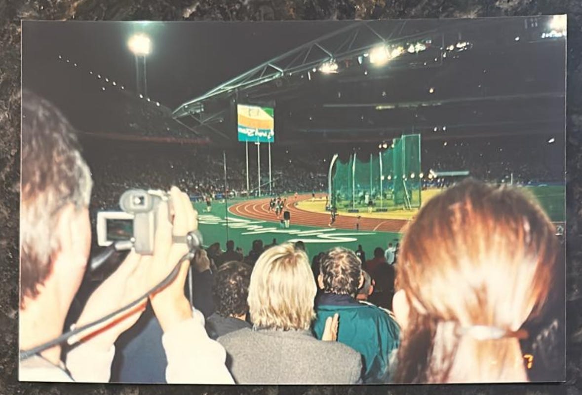 Cathy Freeman racing for gold at the Sydney Olympics