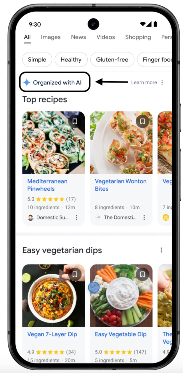 Google rolls out AI-organised search results