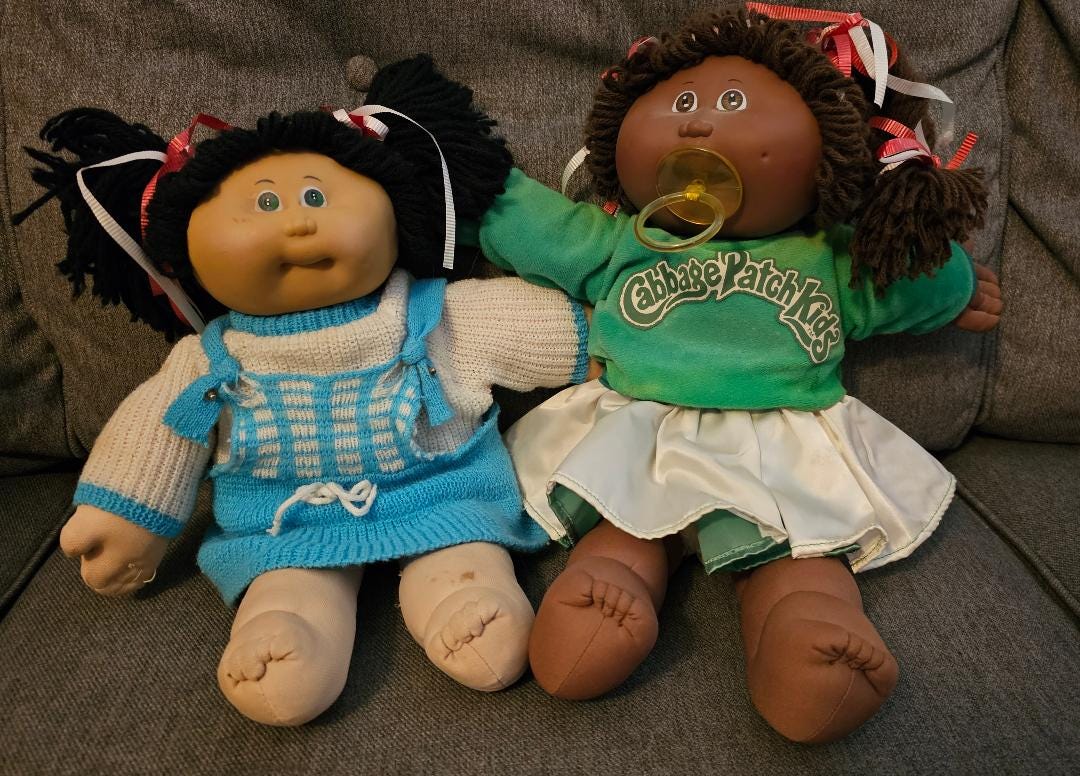 Portachiavi Cabbage Patch Doll Anni '80 – Plastica Trasparente, Doppia Faccia – Nuovo
