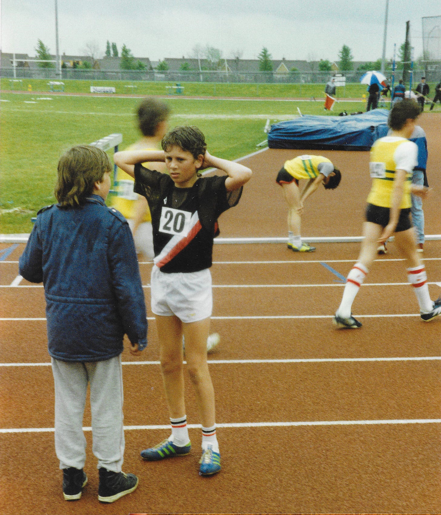 Me standing on a track after a race sometime around the late 1980s