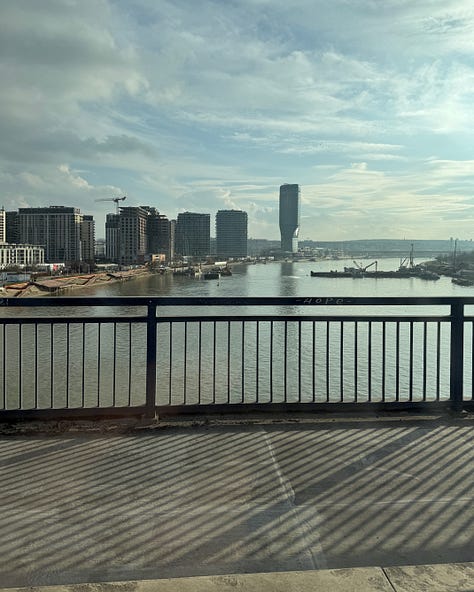 Views of the Danube and Sava Rivers and the city. 