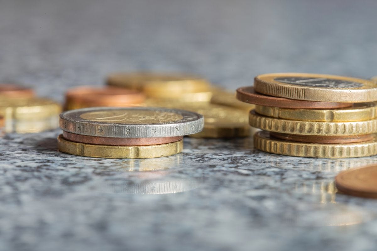 Stacked Euro coins