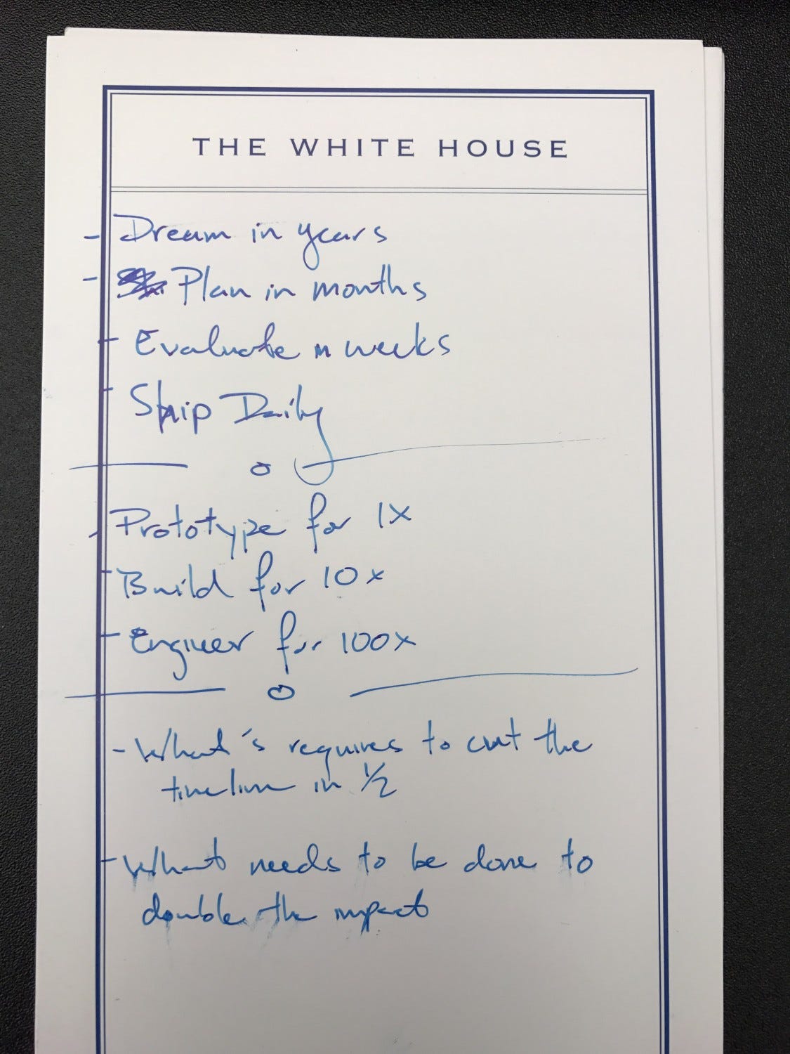 The card I kept in my notebook in the White House. Audio of what's in the card is in the video posted with article