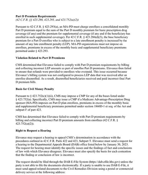 Elevance Owen muir cms legal action